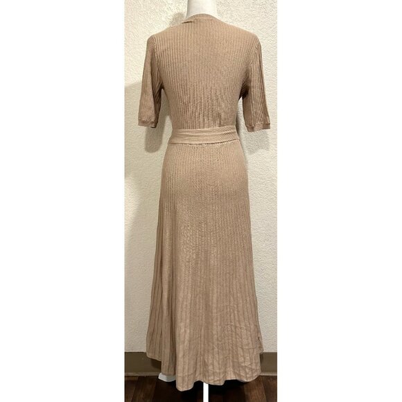 AnnTaylor Tan Maxi Sweater Short-sleeved w/ Belt Tie - Picture 7 of 8